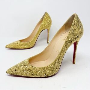 Christian Louboutin Kate Strass Crystal Pointed Toe Heels Womens Size 39